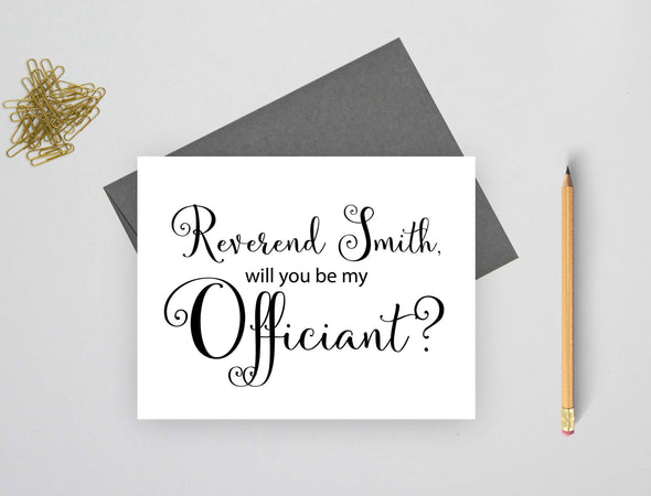 Personalized will you be my officiant wedding card.