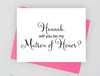 Personalized will you be my matron of honor wedding card.