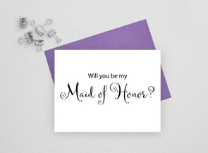 Will you be my maid of honor wedding card.