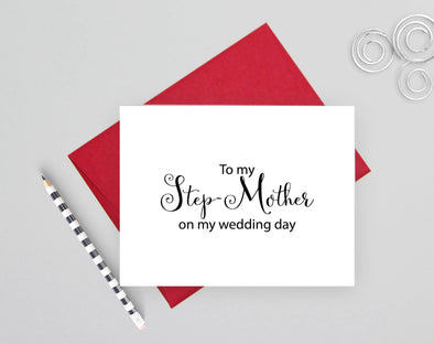 To my step mother on my wedding day wedding card.