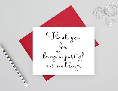 Thank you for being a part of our wedding card with red envelope.