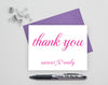 Personalized wedding thank you folded thank you cards with couples name.