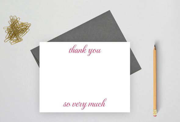 Thank you so very much note cards are great for writing wedding thank yous.