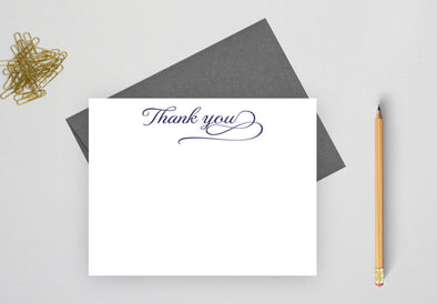Thank you wedding cards with gray envelope.
