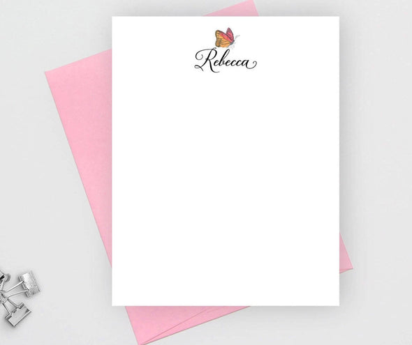 Personalized butterfly note card with candy envelope.