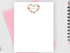 Floral heart personalized note cards with candy envelope.