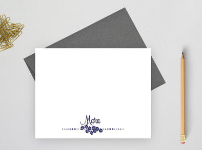 Floral personalized note cards for women.