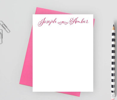 Personalized couples stationery with bird design.