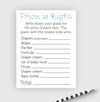 Price is right baby shower game blue color scheme