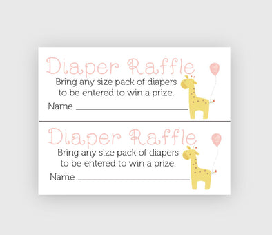 Baby girl diaper raffle with cute giraffe design