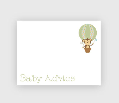 Gender neutral monkey theme baby advice cards
