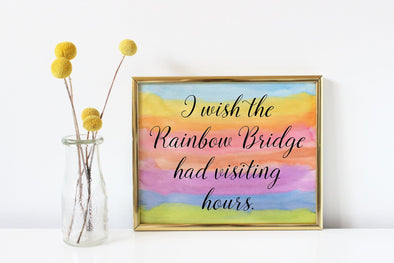 Script rainbow bridge art print for the loss of a pet.