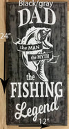 12x24 black/gray wood fishing sign for father.