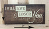 12x24 brown combo wedding sign with cream lettering