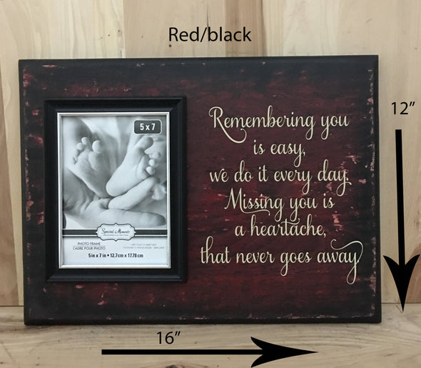12x16 red/black memorial wood sign with cream lettering and frame.