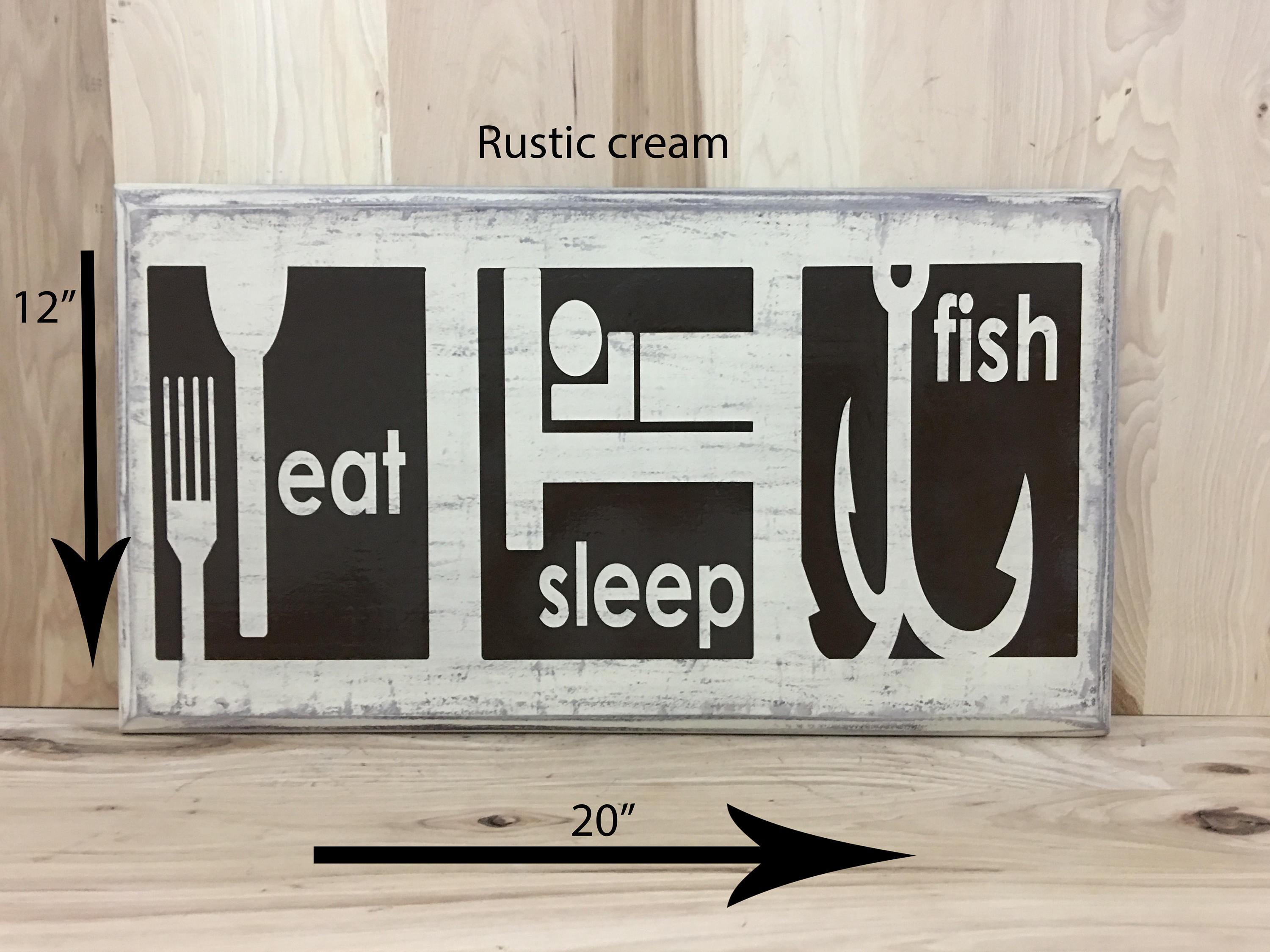 Fishing Decor For Cabin Decor, Eat Sleep Fish Wood Sign – Crafting