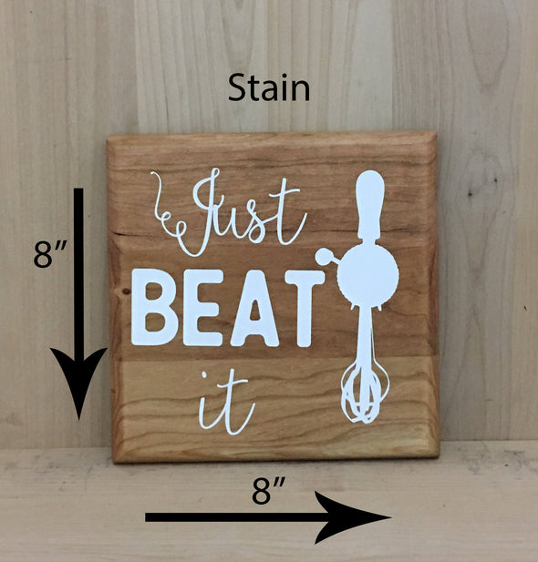 6x6 stain wood sign with white lettering for kitchen decor.