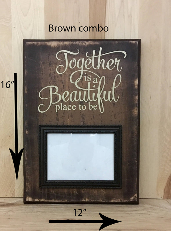12x16 brown combo wedding sign with cream lettering