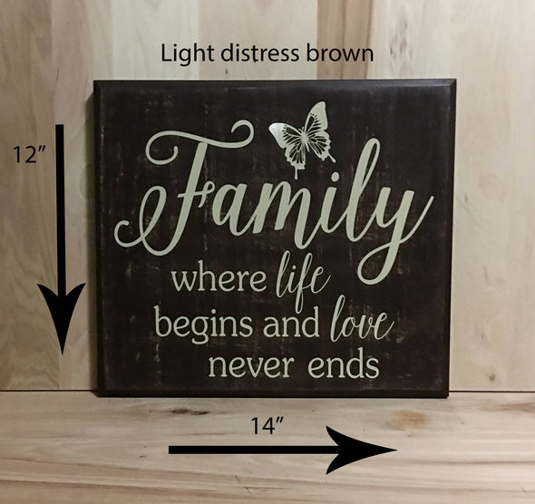 14x12 light distress brown wood sign with cram lettering.