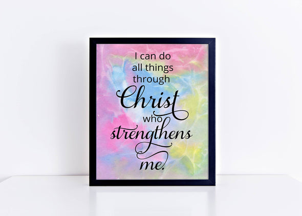 I can do all things through Christ art print with colorful background download.