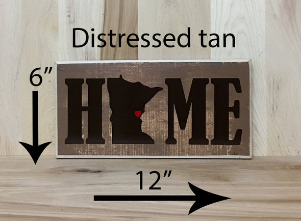 6x12 distressed tan home wood sign with brown lettering.
