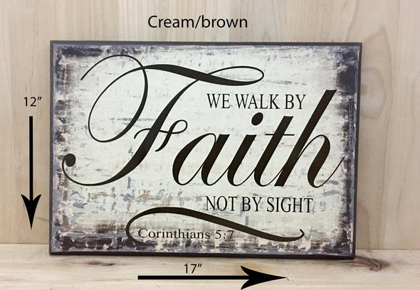 17x12 cream/brown religious wood sign with brown lettering.