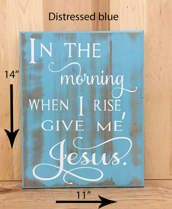 14x11 distressed blue religious wood sign with white lettering