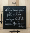 13x13 black wedding wood sign with white lettering.