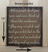 13x12 brown combo inspirational wood sign with cream lettering.