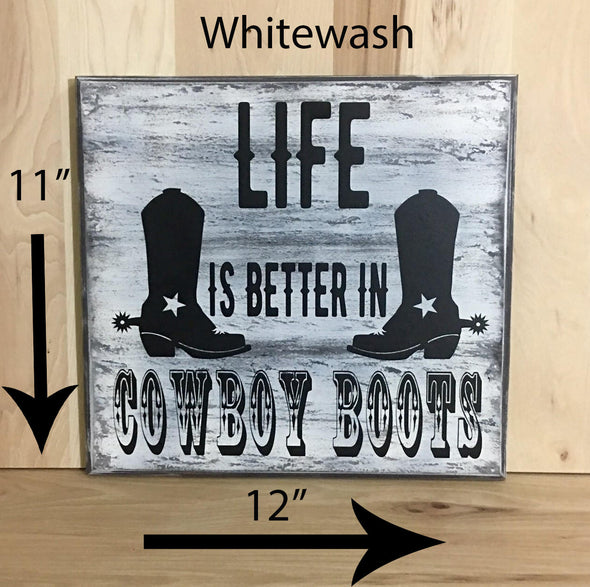11x12 whitewash western wood sign with black lettering