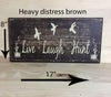 17x8 heavy distress brown hunting wood sign with cream lettering