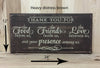 12x24 heavy distress brown religious wood sign with cream lettering