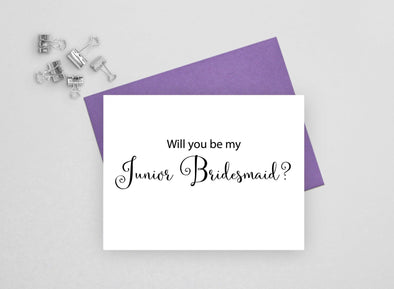 Will you be my junior bridesmaid wedding card.