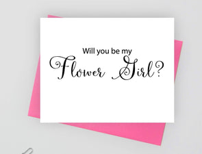 Will you be my flower girl wedding card.