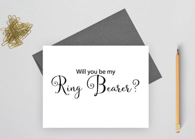 Will you be my ring bearer wedding card.