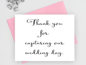 Thank you for capturing our wedding day cards with candy envelope,