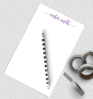 Modern calligraphy notepad personalized.