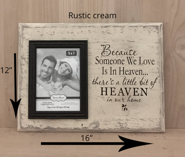 12x16 rustic cream memorial wood sign with attached picture frame