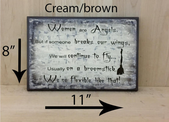 8x11 cream/brown funny wood sign with brown lettering.
