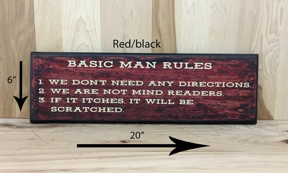 20x6 red/black man rules sign for cream lettering