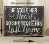 17x13 heavy distress brown wood sign for wedding gift with cream lettering