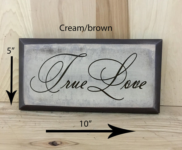 10x5 cream/brown wedding wood sign with brown lettering.