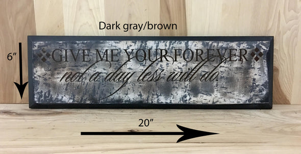 20.6 dark gray/brown sign for wedding gift.