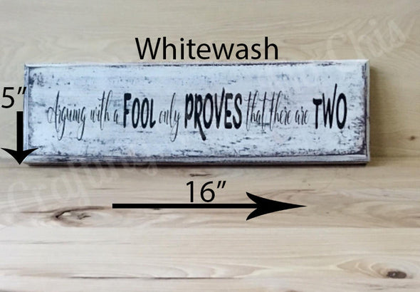 16x5 whitewash wood sign with black lettering