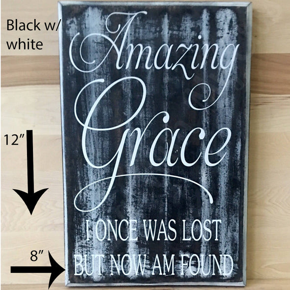 12x18 black with white amazing grace wood sign with white lettering