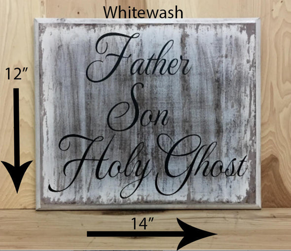 12x14 whitewash religious wood sign with black lettering