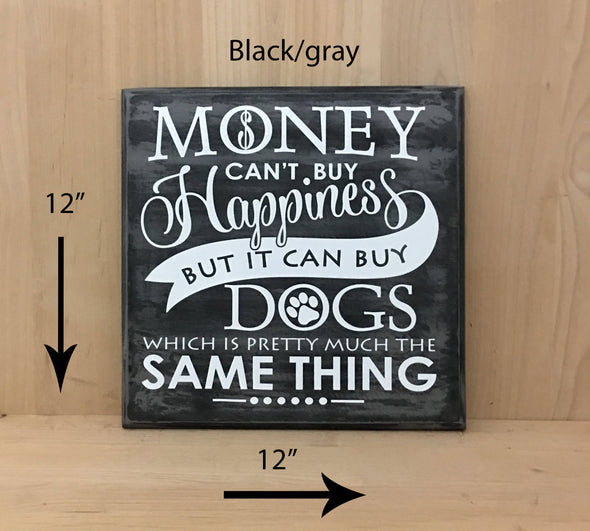 12x12 black/gray dog wood sign with white lettering