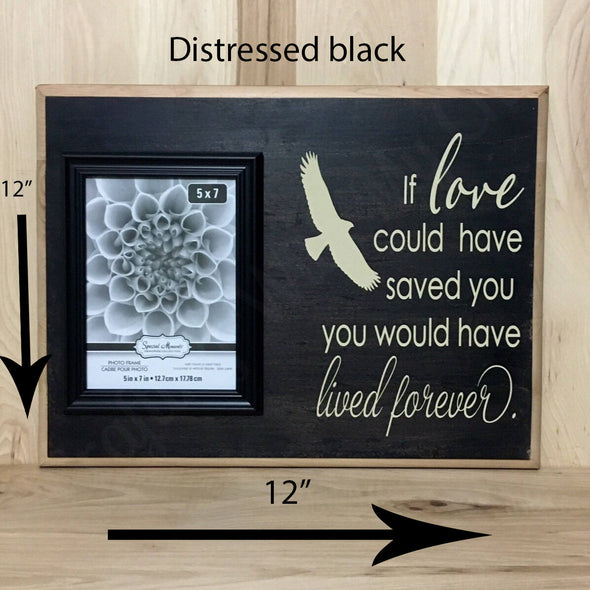 12x16 distressed black sign with cream lettering for memorial gift.