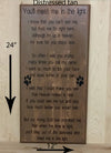 12x24 distressed tan dog memorial wood sign with brown lettering