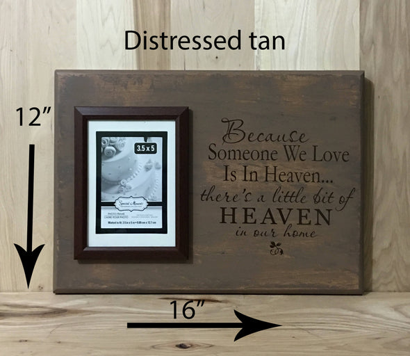 12x16 distressed tan memorial wooden sign with picture frame